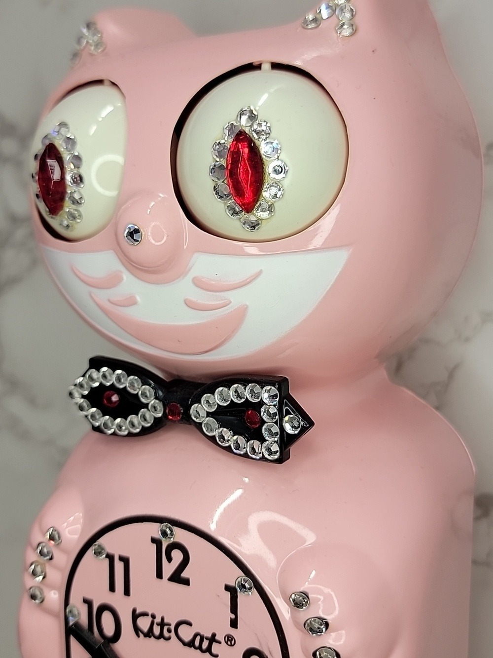 Super Rare Vintage Light Pink Jeweled Kit-Cat Klock - Picture 5 of 9